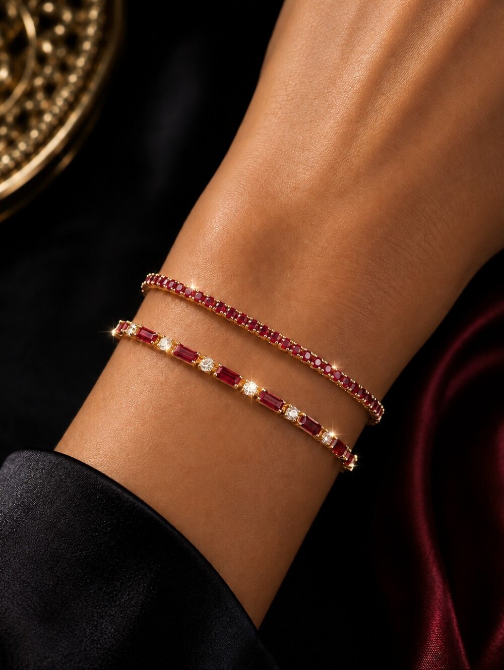 Crimson Sparkle Fashion Bracelet Set NEW